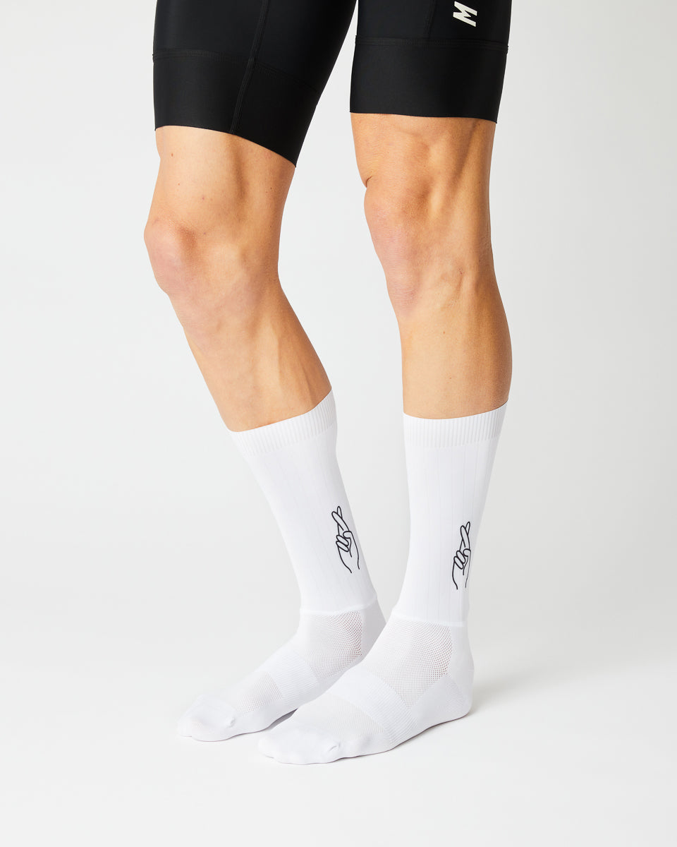 FINGERSCROSSED Aero Logo Socks White